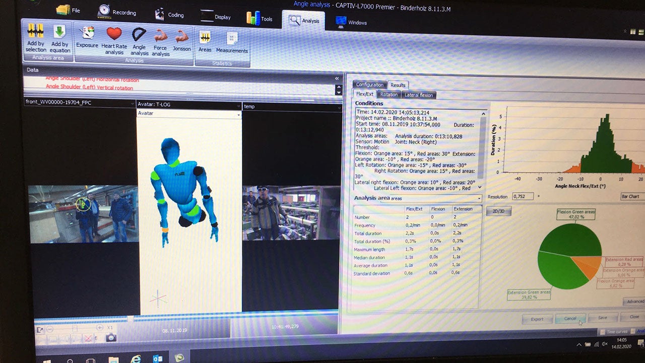 Screenshot eines Erfassungssystems mit Eyetracking und Captiv Motion 
