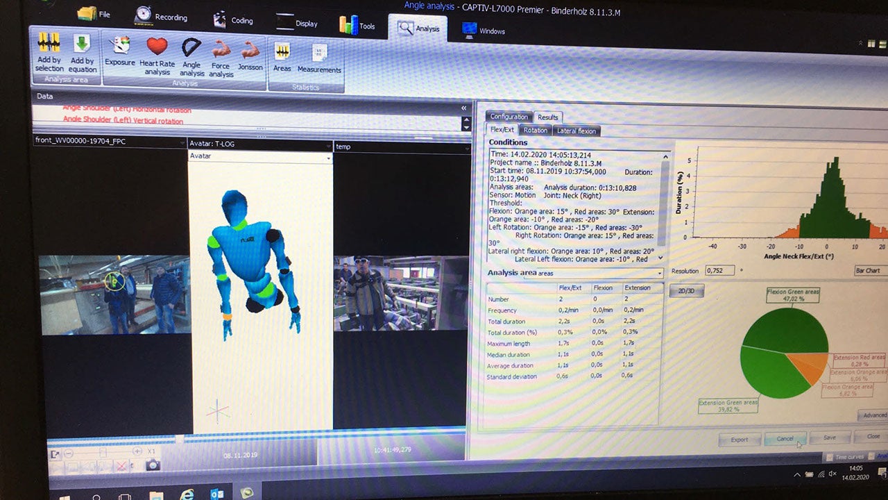 Screenshot eines Erfassungssystems mit Eyetracking und Captiv Motion