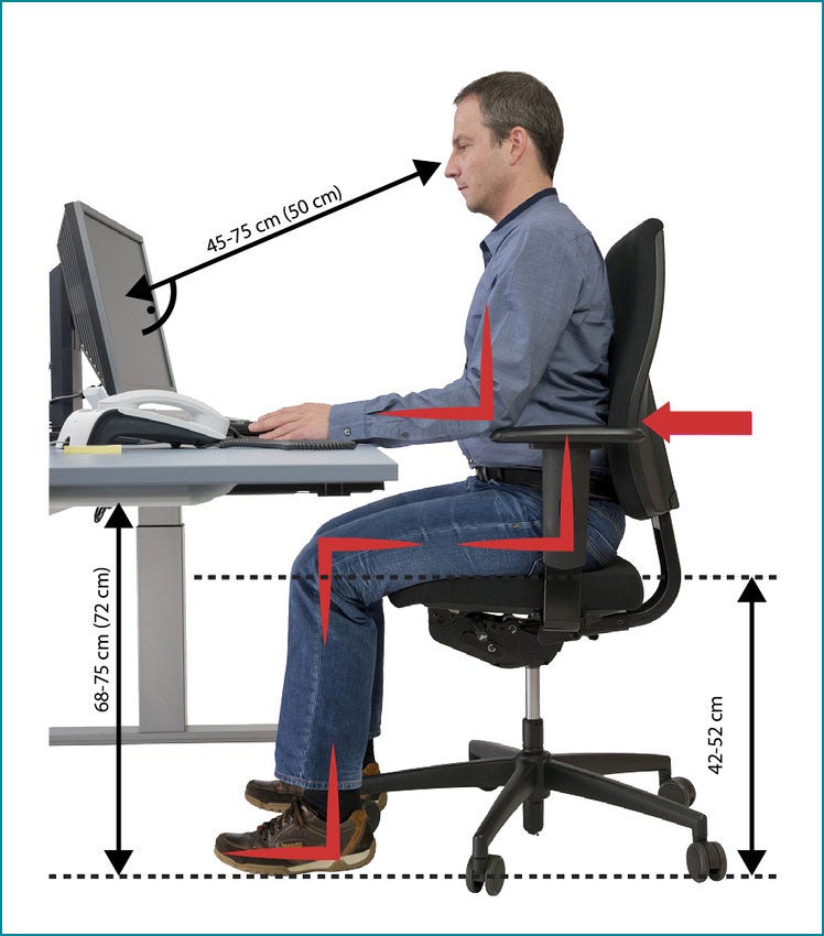 ergonomisch richtige Einstellung eines Bildschirmarbeitsplatzes