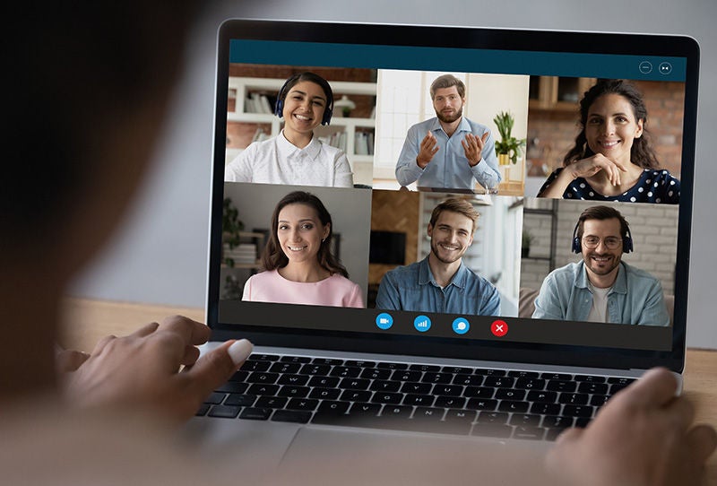 Biracial woman talk on video call on laptop