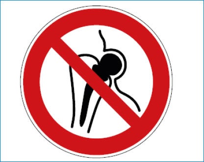 Abbildung: Kennzeichnung – Verbotszeichen „Kein Zutritt für Personen mit Implantaten aus Metall“