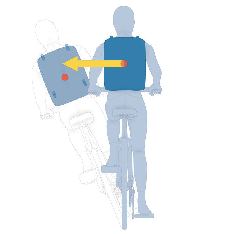 Illustration mit Mensch auf Fahrrad und einer schweren Last