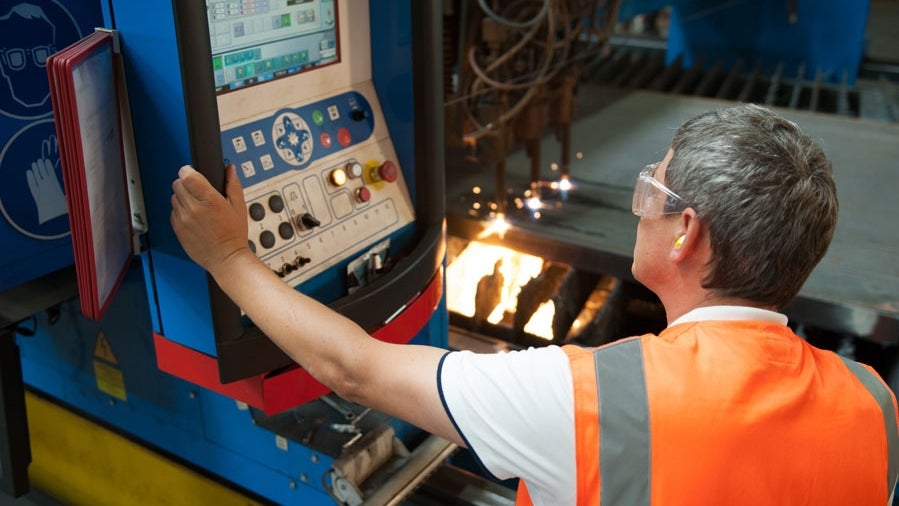Arbeiter der Firma Wagner bei der Arbeit