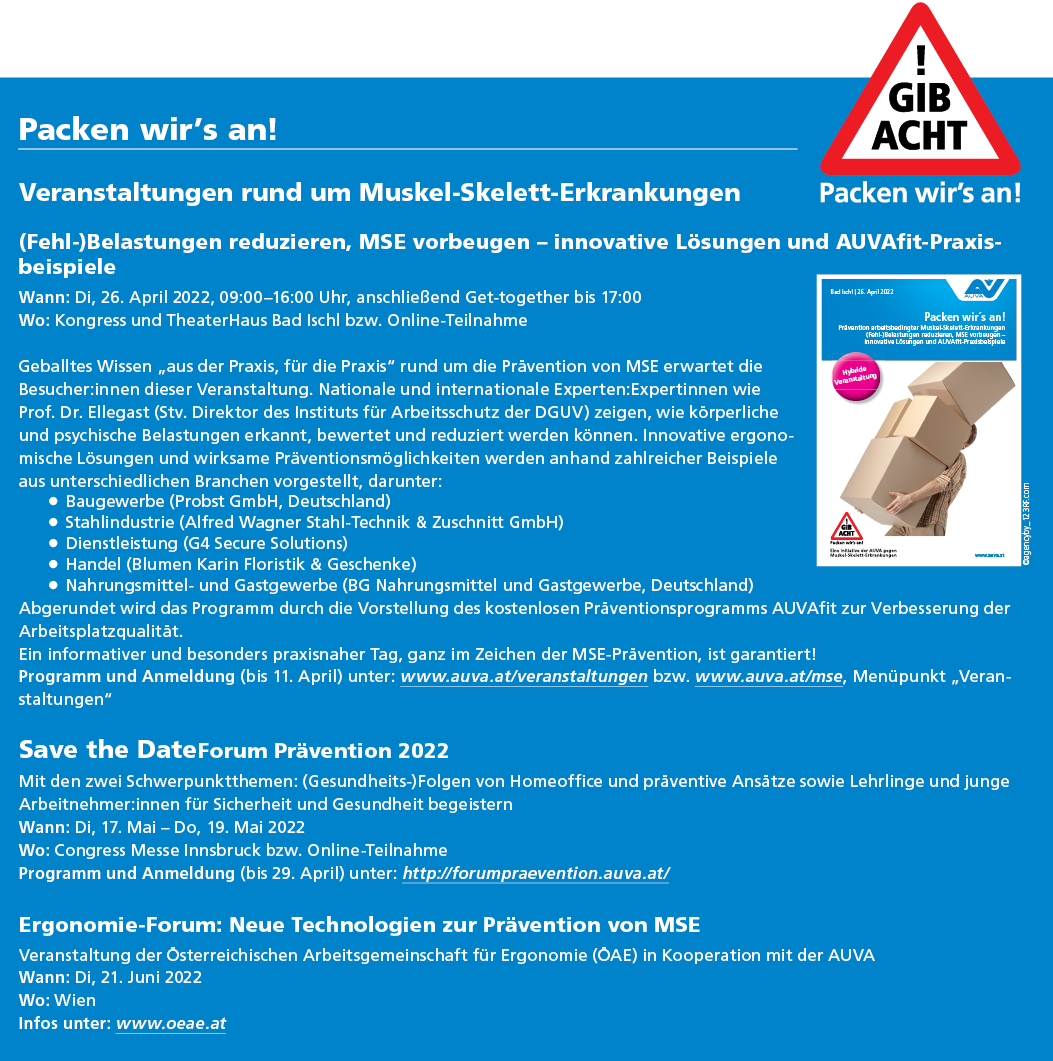 Veranstaltungen rund um Muskel-Skelett-Erkrankungen
